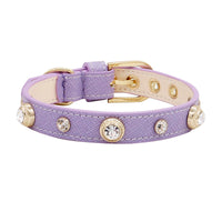 HKM-910099 Multicolor Leather Pet Collar with Non-Woven Fabric - Adjustable Sizes XXS to L