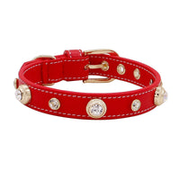 HKM-910099 Multicolor Leather Pet Collar with Non-Woven Fabric - Adjustable Sizes XXS to L