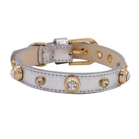 HKM-910099 Multicolor Leather Pet Collar with Non-Woven Fabric - Adjustable Sizes XXS to L