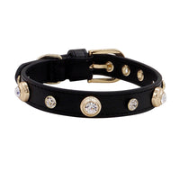 HKM-910099 Multicolor Leather Pet Collar with Non-Woven Fabric - Adjustable Sizes XXS to L