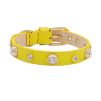 HKM-910099 Multicolor Leather Pet Collar with Non-Woven Fabric - Adjustable Sizes XXS to L