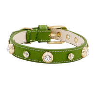 HKM-910099 Multicolor Leather Pet Collar with Non-Woven Fabric - Adjustable Sizes XXS to L