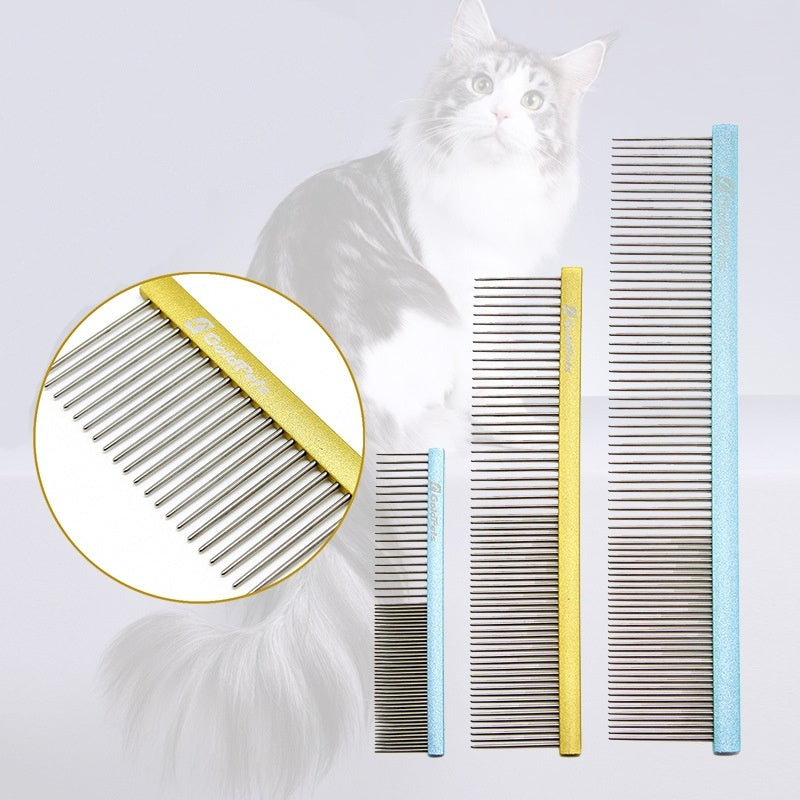 HKM-904851 Colorful Stainless Steel 1mm Dog Grooming Comb for Shedding and Detangling Pet Hair