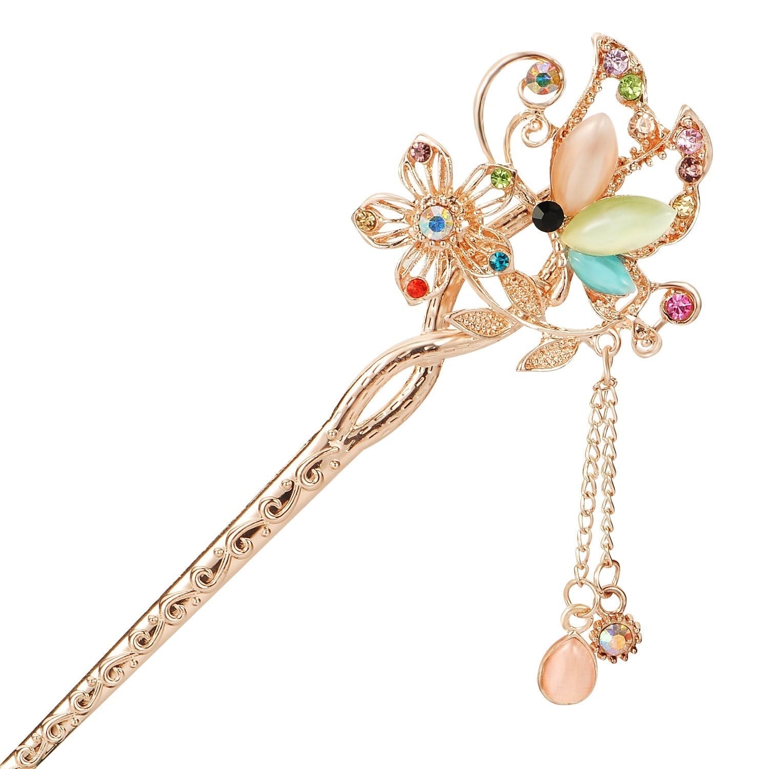 HKM-229907 Korean Bride's Fringe Hair Iron with Decorative Hairpins in Various Floral Designs