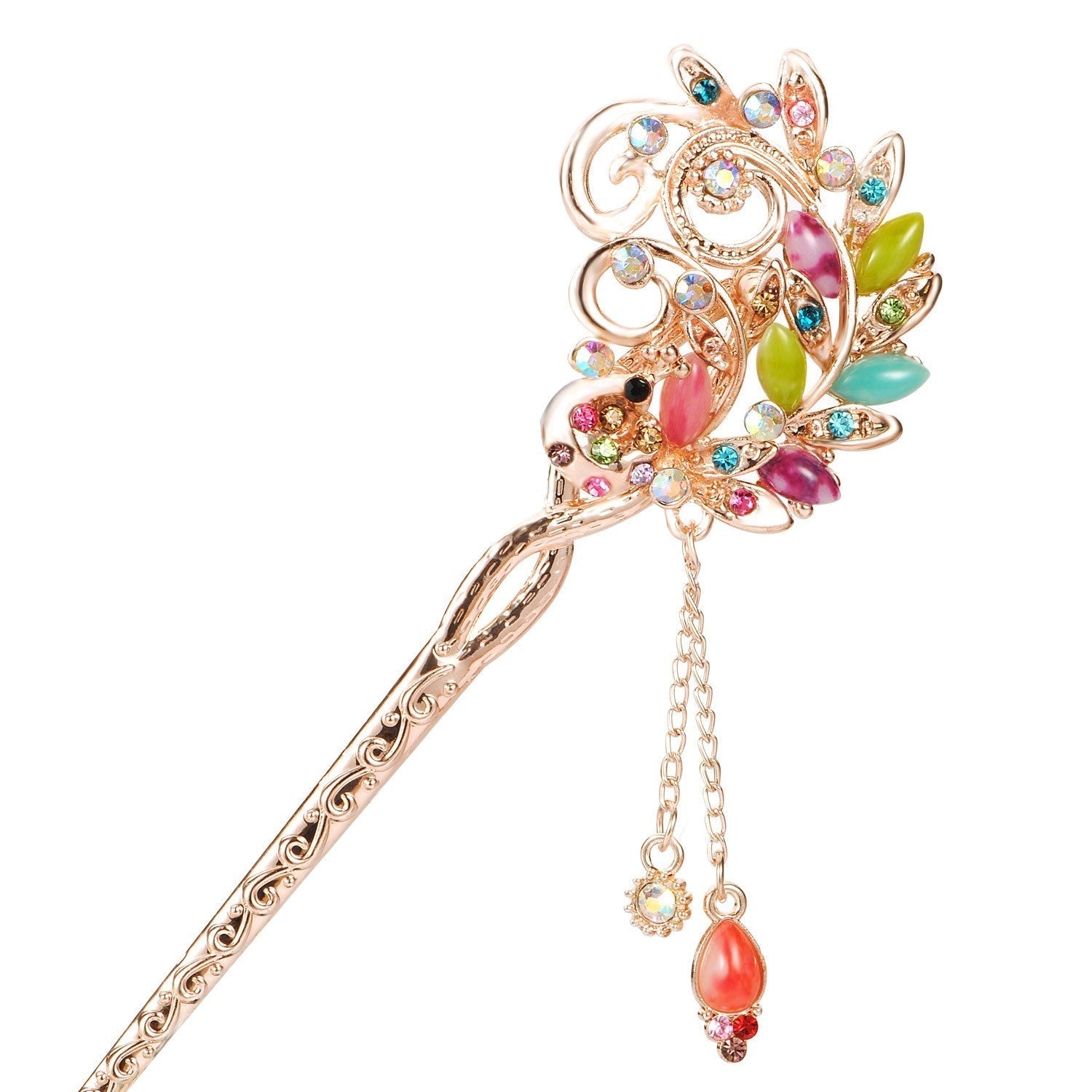 HKM-229907 Korean Bride's Fringe Hair Iron with Decorative Hairpins in Various Floral Designs