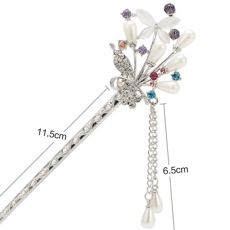 HKM-229907 Korean Bride's Fringe Hair Iron with Decorative Hairpins in Various Floral Designs