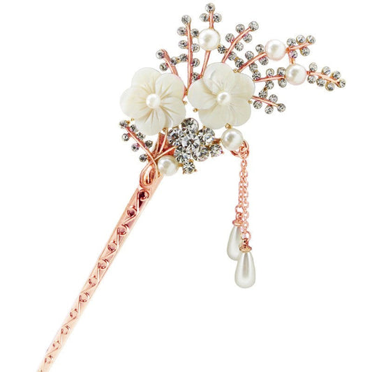 HKM-229907 Korean Bride's Fringe Hair Iron with Decorative Hairpins in Various Floral Designs