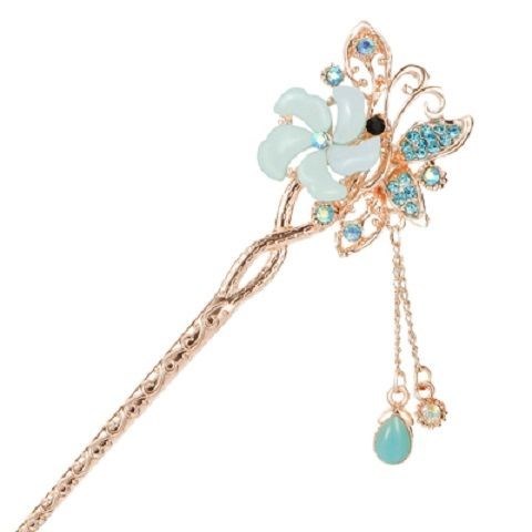 HKM-229907 Korean Bride's Fringe Hair Iron with Decorative Hairpins in Various Floral Designs