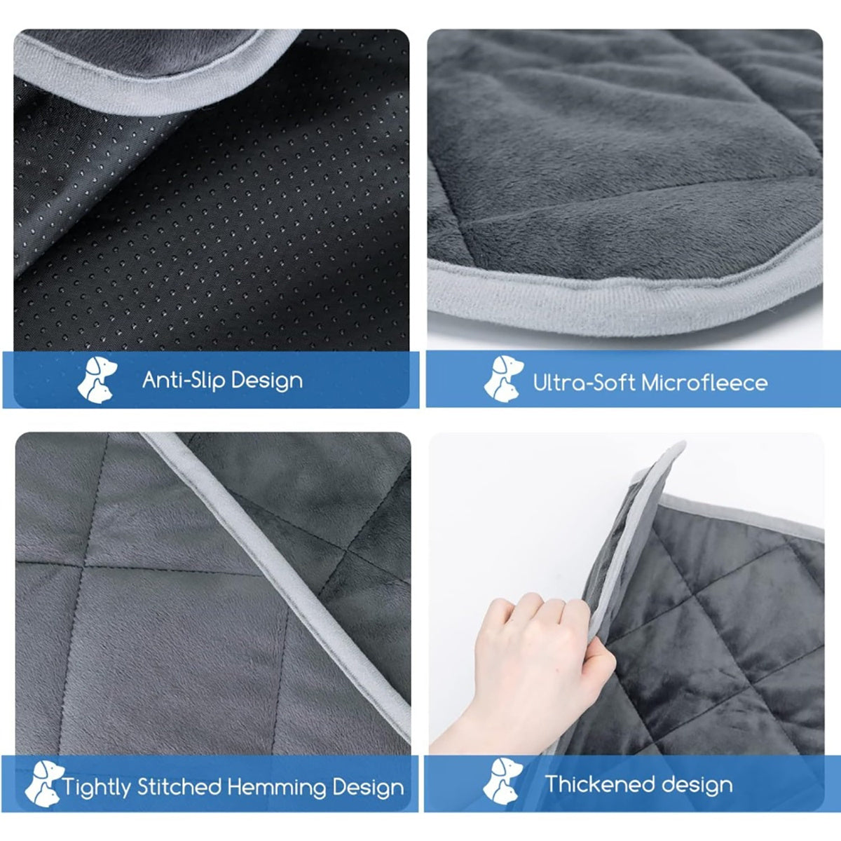 HKM-084947 Self-Heating Non-Slip Pet Mat for Dogs and Cats - Warm Thermal Blanket for Indoor and Outdoor Use, Washable & Durable