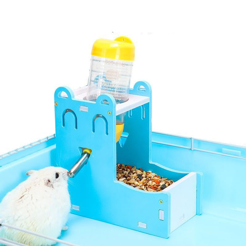 HKM-359251 Automatic Hamster Water Bottle and Food Basin - Eco-Friendly Plastic with Molar Features, 80ml Capacity, Easy to Install and Use