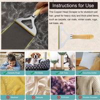 HKM-739859 3-Piece Pet Hair Remover Set - Metal Lint Remover, Double-Sided Silicone Brush, Round Carpet Scraper for Effective Hair Cleaning