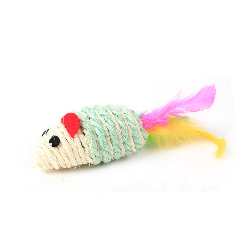 HKM-872211 Durable Sisal Mouse Toy for Cats – Random Color, 7cm Length, 3cm Diameter