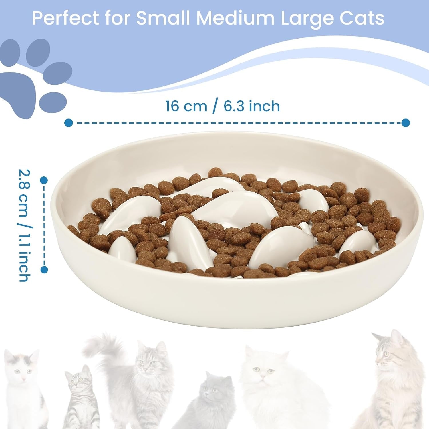 HKM-456403 Whale-Shaped Cat Slow Feeding Bowl with Non-Slip Base for Healthy Eating and Spill Prevention