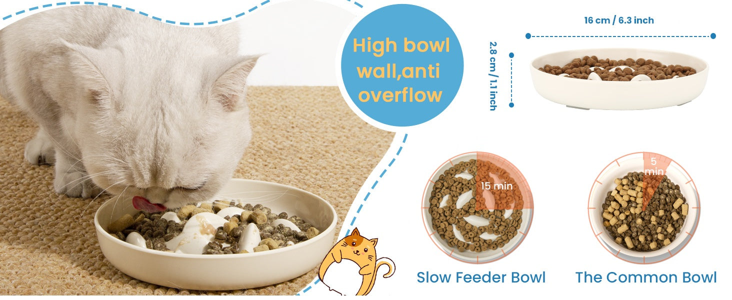 HKM-456403 Whale-Shaped Cat Slow Feeding Bowl with Non-Slip Base for Healthy Eating and Spill Prevention