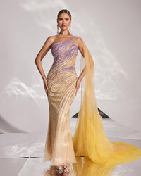 HKM-760915 Elegant Yellow Evening Dress for Women - Style EZ25127