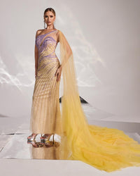 HKM-760915 Elegant Yellow Evening Dress for Women - Style EZ25127