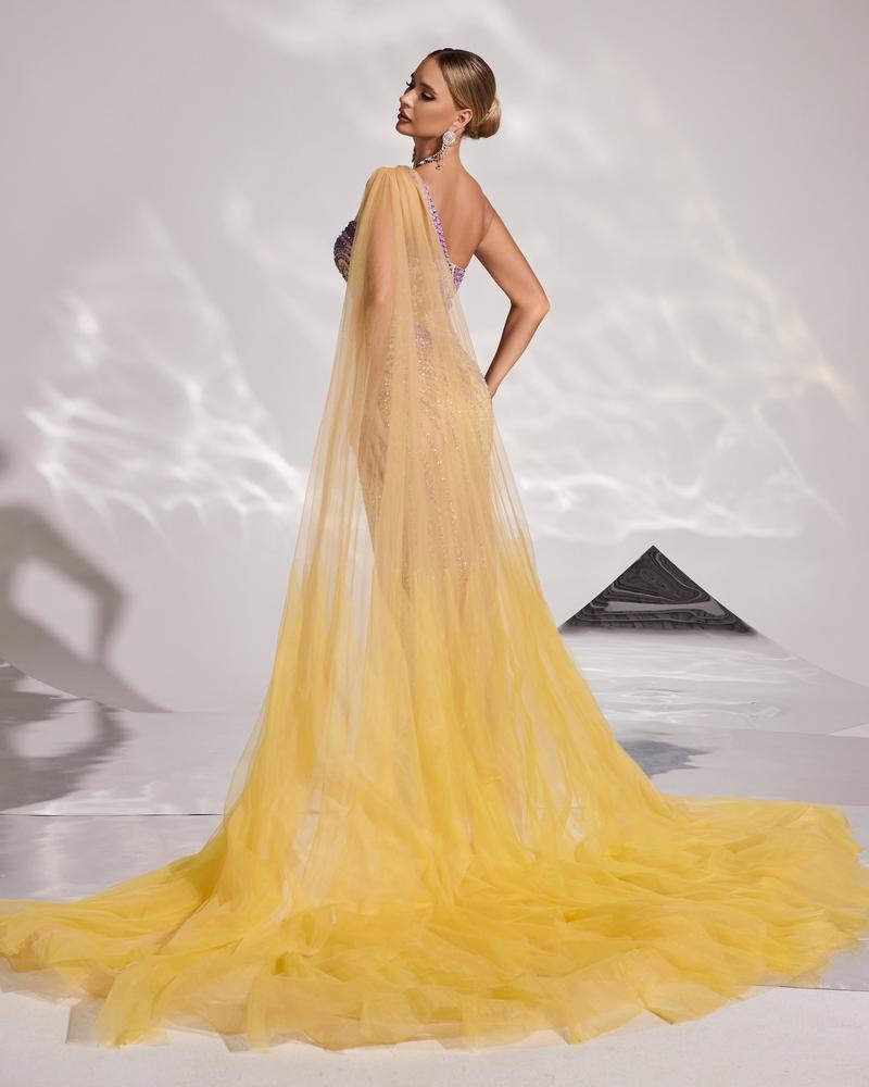 HKM-760915 Elegant Yellow Evening Dress for Women - Style EZ25127