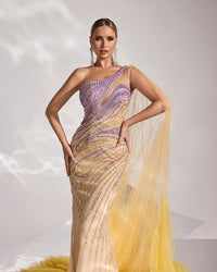 HKM-760915 Elegant Yellow Evening Dress for Women - Style EZ25127