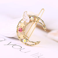 HKM-703315 Moon and Star Colored Diamond Hairpin Collection