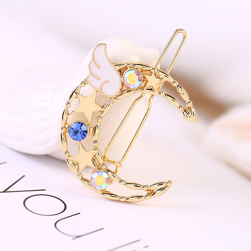 HKM-703315 Moon and Star Colored Diamond Hairpin Collection