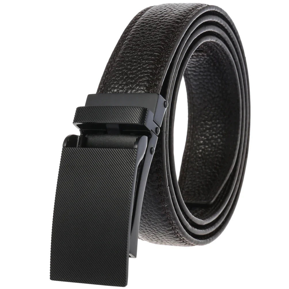 HKM-807507 Men's Leather Belt with Automatic Buckle - Model LY33-2170-5