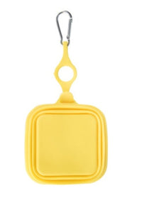 HKM-422483 Foldable Silicone Pet Bowl - Lightweight, Portable Design in Yellow, Gray, and Green (16.2 x 19 x 3.5 cm)