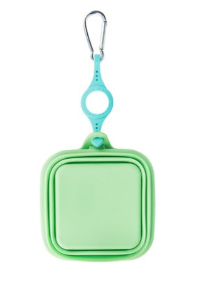 HKM-422483 Foldable Silicone Pet Bowl - Lightweight, Portable Design in Yellow, Gray, and Green (16.2 x 19 x 3.5 cm)