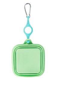 HKM-422483 Foldable Silicone Pet Bowl - Lightweight, Portable Design in Yellow, Gray, and Green (16.2 x 19 x 3.5 cm)