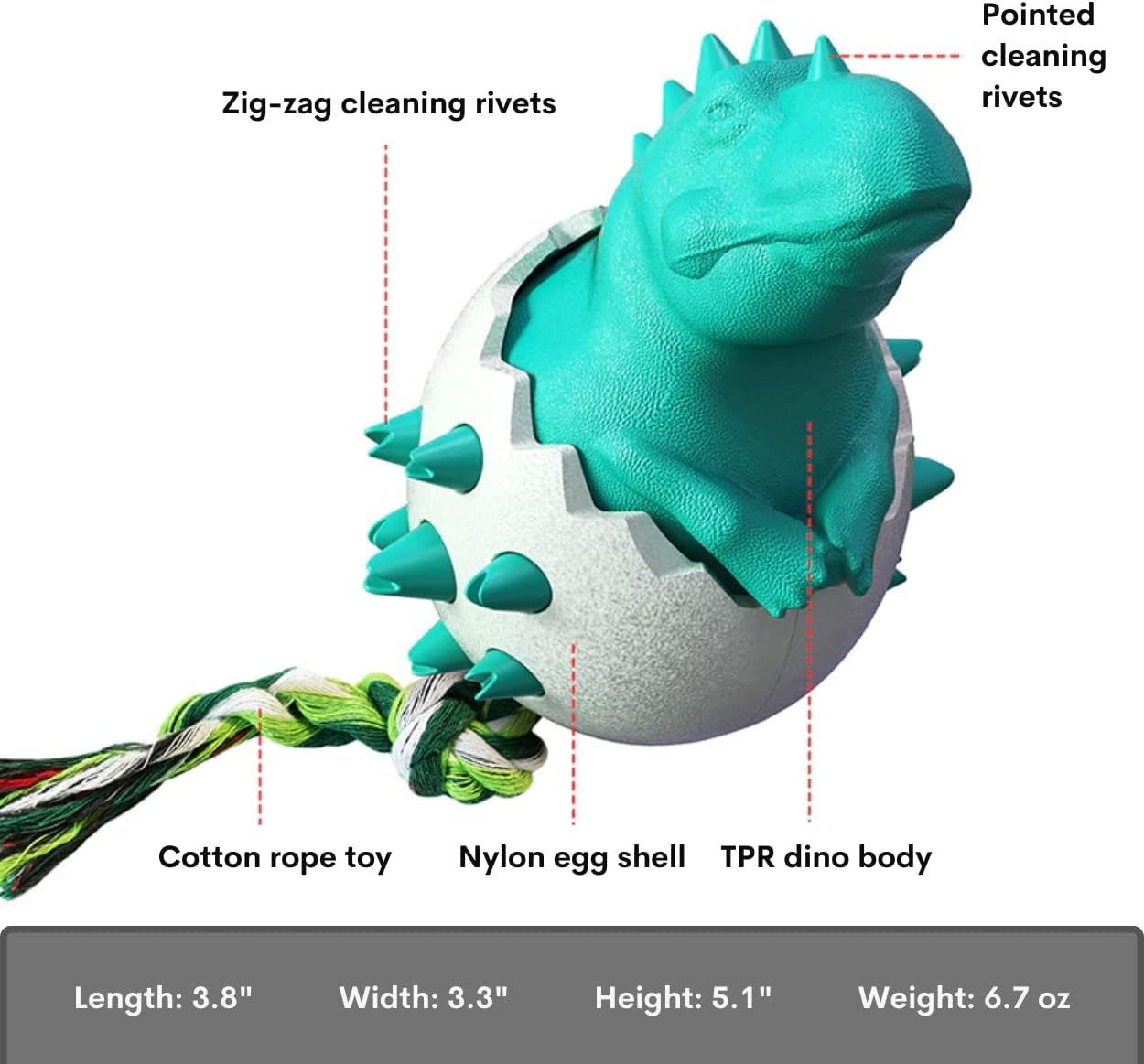 HKM-295059 Durable Rubber Dog Chew Toy with Rope for Aggressive Chewers - Interactive Fetch Tool