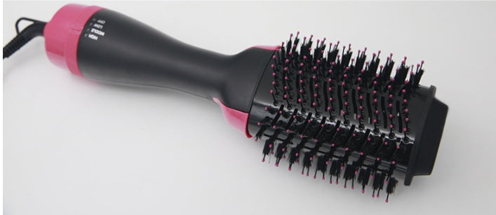 HKM-630867 Three-in-One Hot Air Comb for Easy Hair Drying, Curling, and Straightening in Pink, 1000W with 360-Degree Rotating Power Cord