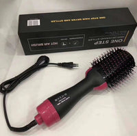 HKM-630867 Three-in-One Hot Air Comb for Easy Hair Drying, Curling, and Straightening in Pink, 1000W with 360-Degree Rotating Power Cord