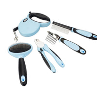 HKM-695251 Five-Piece Pet Grooming Set - Comb, Nail Scissors, Telescopic Traction Rope, and Hair Removal Brush