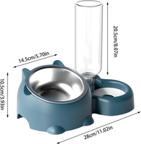 HKM-075539 Tilted Cat and Dog Food & Water Bowl Set with Removable Dispenser, 500ml Capacity, Available in Stainless Steel, Plastic, and Ceramic Options