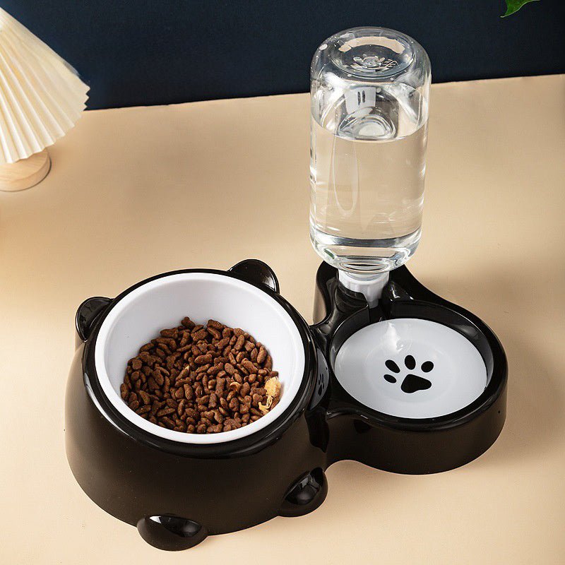JMT-066954 Tilted Cat and Dog Food & Water Bowl Set with Removable Dispenser, 500ml Capacity, Available in Stainless Steel, Plastic, and Ceramic Options