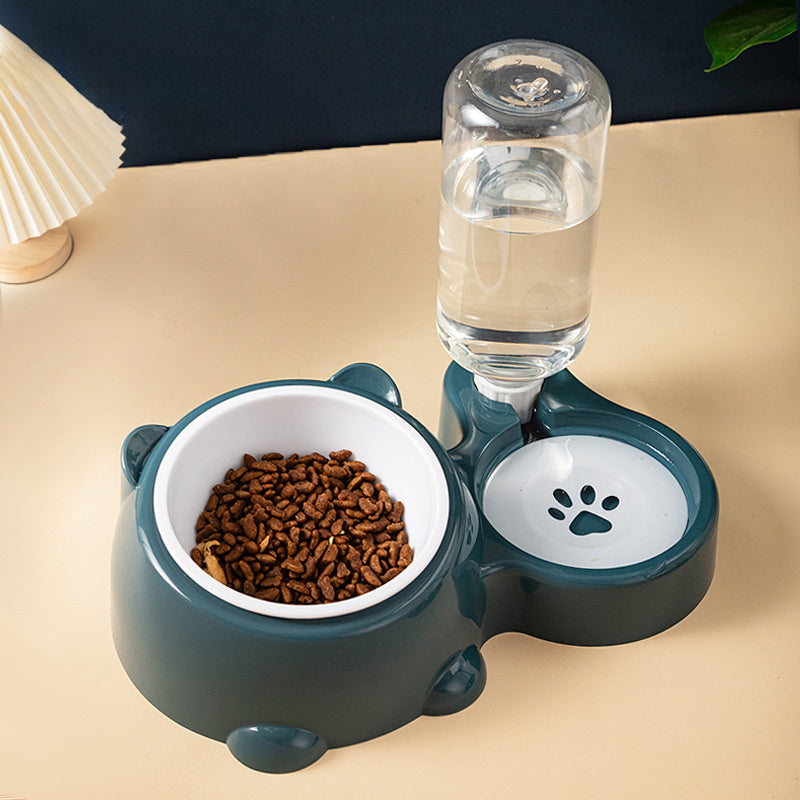 JMT-066954 Tilted Cat and Dog Food & Water Bowl Set with Removable Dispenser, 500ml Capacity, Available in Stainless Steel, Plastic, and Ceramic Options