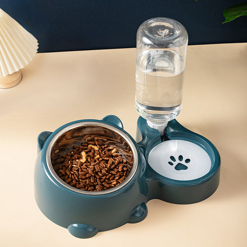 JMT-066954 Tilted Cat and Dog Food & Water Bowl Set with Removable Dispenser, 500ml Capacity, Available in Stainless Steel, Plastic, and Ceramic Options