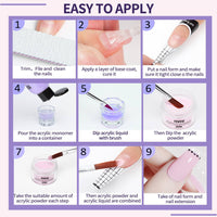 HKM-546131 Acrylic Nail Kit with 4 Colors of Powder, Monomer, and Tools for Nail Art and DIY Extensions