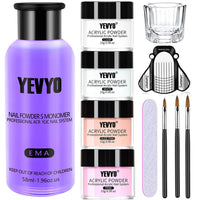 HKM-546131 Acrylic Nail Kit with 4 Colors of Powder, Monomer, and Tools for Nail Art and DIY Extensions