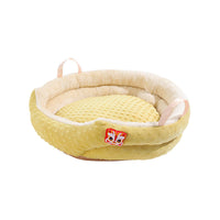 HKM-285651 Portable Round Velvet Pet Bed with Random Plush Doll for Small Dogs and Cats