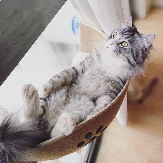 HKM-677715 Crescent-Shaped Cat Litter Box with Suction Cups and Velvet Pad for All Seasons