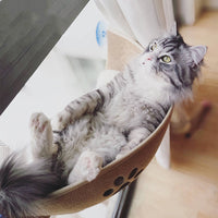 HKM-677715 Crescent-Shaped Cat Litter Box with Suction Cups and Velvet Pad for All Seasons