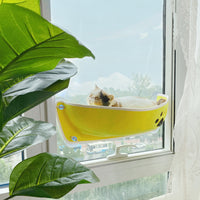 HKM-677715 Crescent-Shaped Cat Litter Box with Suction Cups and Velvet Pad for All Seasons