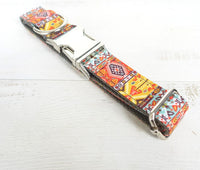 HKM-885395 Comfortable Polyester Dog Collar in Orange and Blue - Multiple Sizes Available