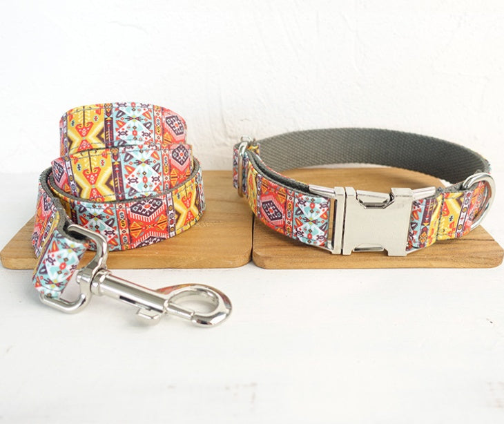 HKM-885395 Comfortable Polyester Dog Collar in Orange and Blue - Multiple Sizes Available
