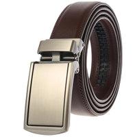 HKM-984851 Genuine Leather Buckle Ratchet Belt for Men - Size LY33-1550-1
