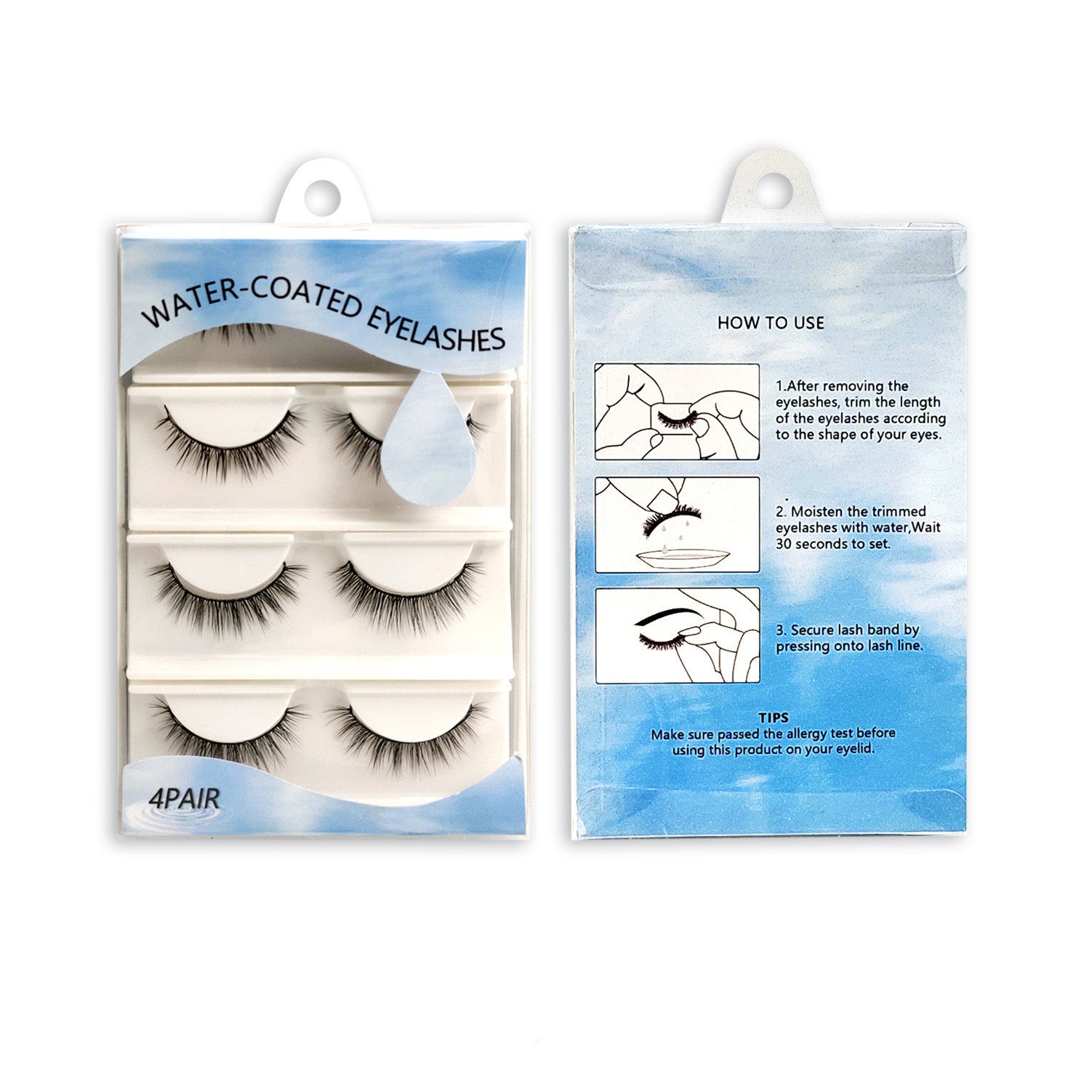 HKM-206995 Instant-Setting Waterproof False Eyelashes - Easy Application with No Glue Required