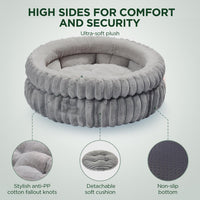 HKM-840403 Super Soft Plush Round Cat Bed with Anti-Slip Bottom, Washable and Comfortable for Indoor Cats and Kittens