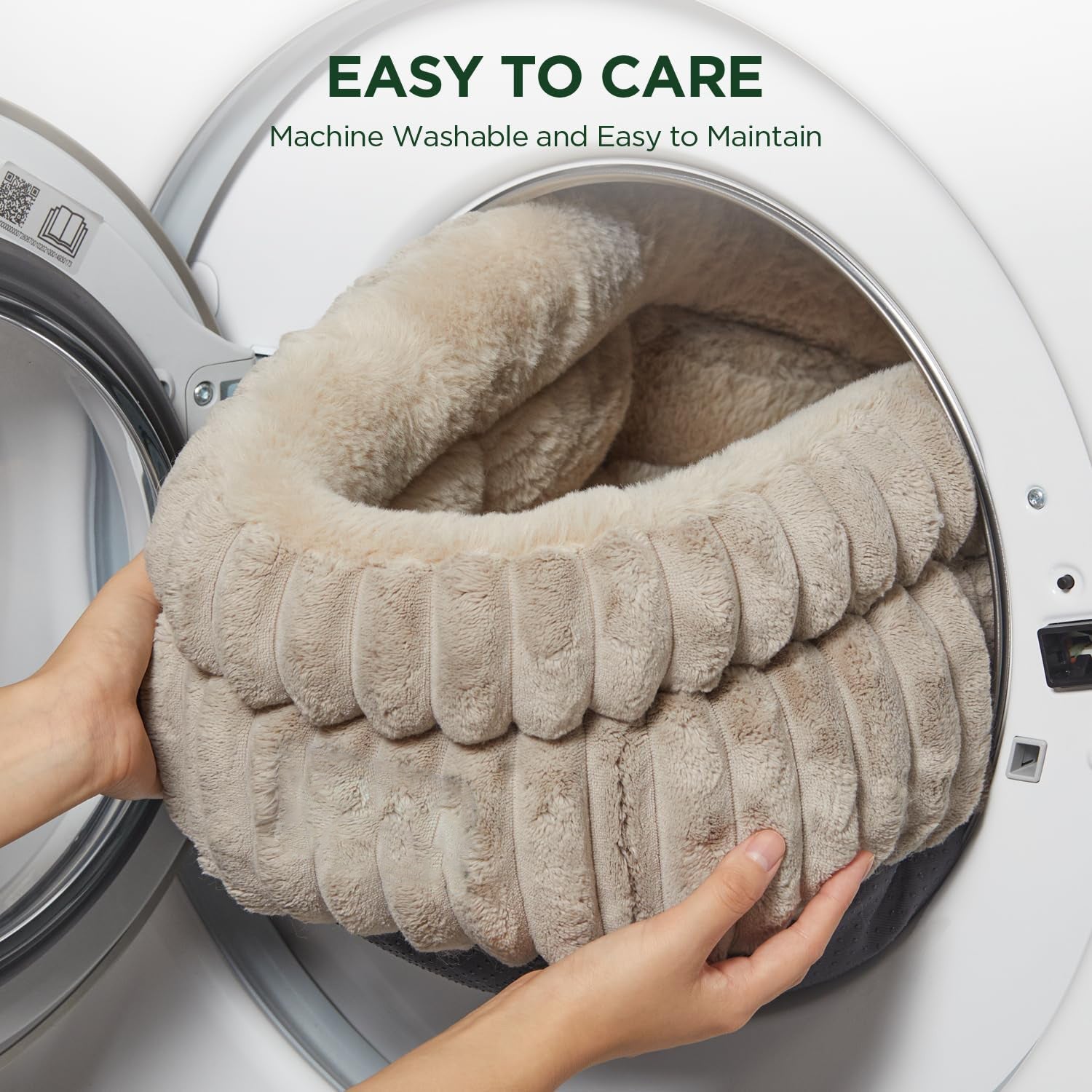 HKM-840403 Super Soft Plush Round Cat Bed with Anti-Slip Bottom, Washable and Comfortable for Indoor Cats and Kittens