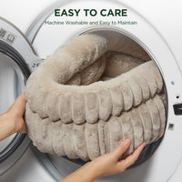 HKM-840403 Super Soft Plush Round Cat Bed with Anti-Slip Bottom, Washable and Comfortable for Indoor Cats and Kittens