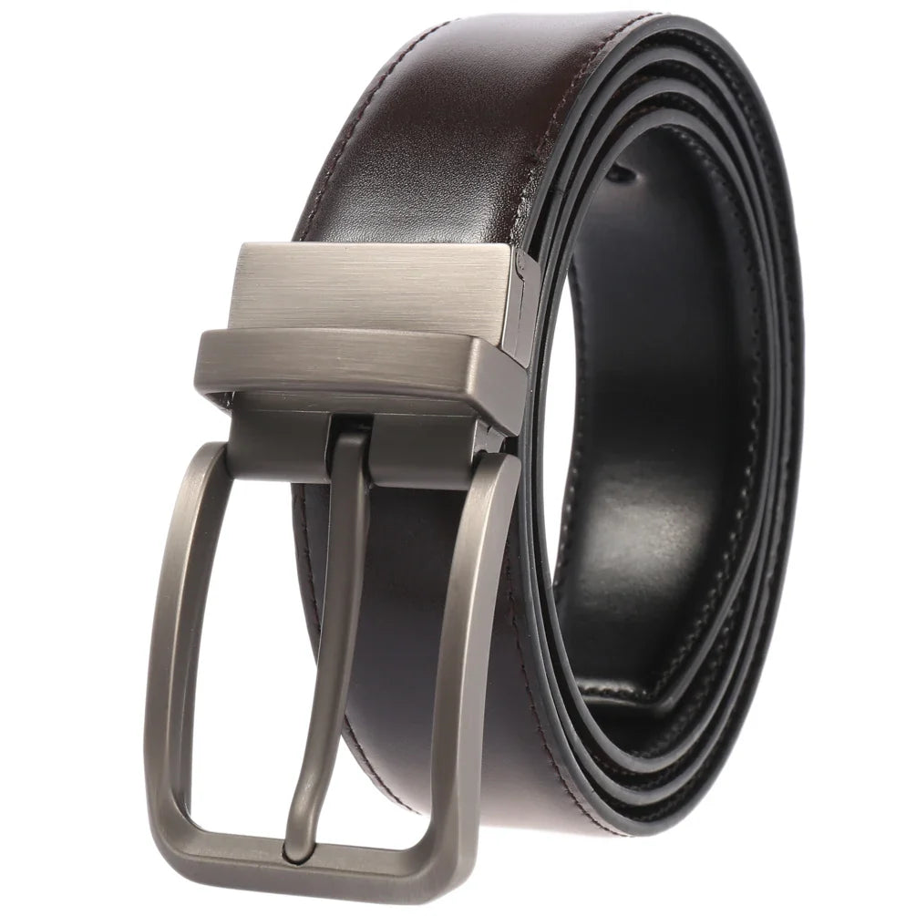 HKM-787091 Men's Two-Layer Cowhide Perforated Casual Trouser Belt